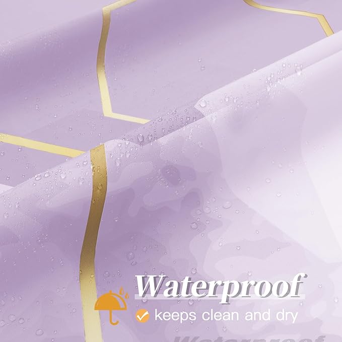 Litabel Lavender Purple Modern Shower Curtain for Bathroom, Geometric Art Decor Waterproof Bath Curtain, Abstract Fabric Shower Curtain Sets for Home Decor, 72x72 Inch