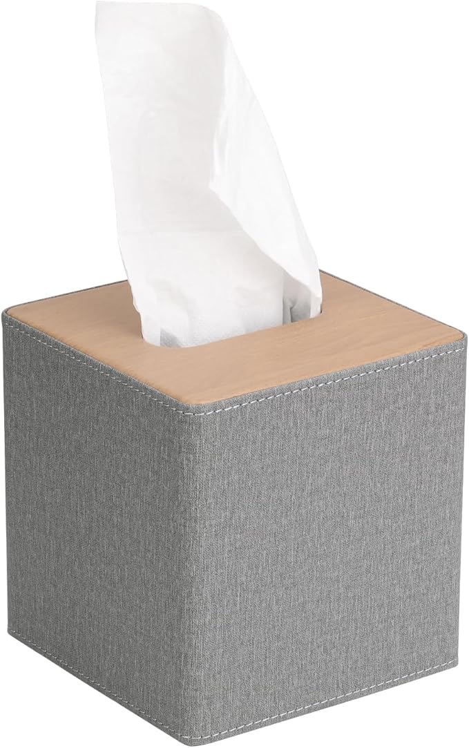 MOCHTERO Modern Square Tissue Box Cover, Decorative Bathroom Facial Tissue Holder,for Living Room, Car, Bedroom, Office,etc. (Grey)
