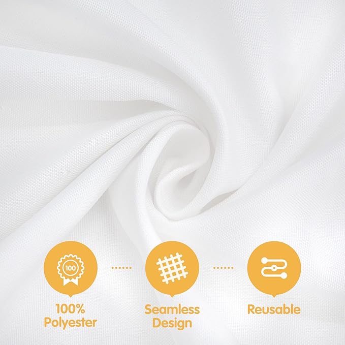 BRILLMAX 4 Pack White Tablecloths for 8 Foot Rectangle Tables 90 x 156 Inch - 8ft Rectangular Bulk Linen Polyester Fabric Washable Cloth Cover for Wedding Reception Banquet Birthday Party