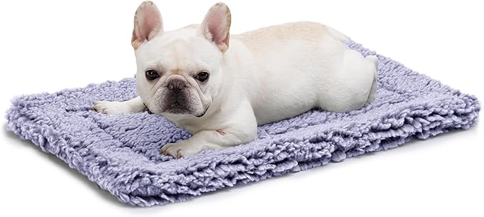 PELZIN Stoutwool Indestructible Dog Bed - Fluffy Chew Proof Dog Crate Pad - Tough Kennel Pad for Aggressive Chewers - Washable, Ideal for Medium Breeds & Fits 30-Inch Crate - 29"x18", Jacaranda