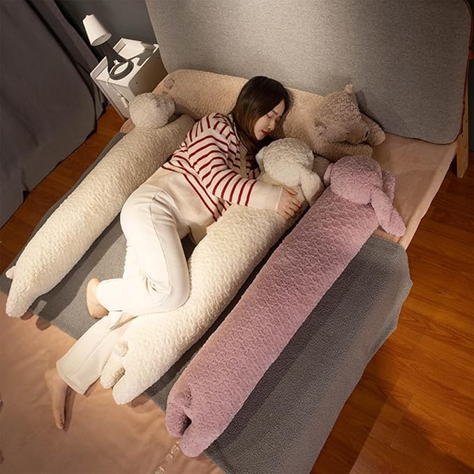Hofun4U Rabbit Plush Pillow, Rabbit Stuffed Animal, Rabbit Plush Long Body Pillow Gift for Kids Adults (White,47 inch)