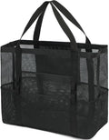 Fammart Mesh Beach Bag, Large Beach Tote with Zipper Pocket for Family Pool Bag for Toys & Vacation Essentials