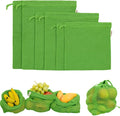 Eco-Friendly Organic Cotton Mesh Produce Bags [Pack of 6] | Reusable Mesh Produce Bags for Grocery Shopping, Fruit & Vegetable Storage | Washable Drawstring Vegetable Bags for Kitchen & Fridge