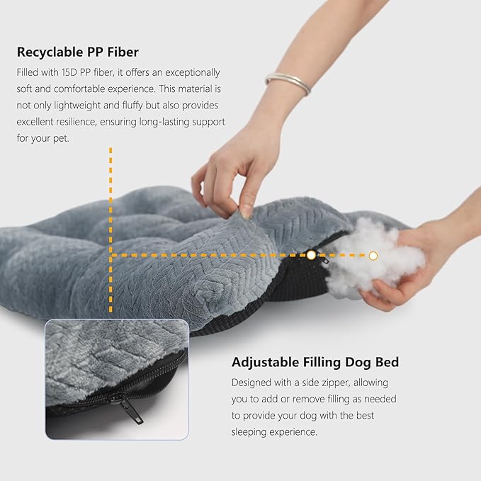 Small Dog Bed for Crate Washable with Anti-Slip Crate Pad Soft Fluffy Kennel Pad for Dog Cage 24 inch Puppy Bed fit Up to 25 lbs Pets Comfy Sleeping Pillow,24 x 18 Dark Gray