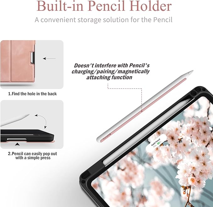 Antbox Case for iPad Air 11-inch M3 (2025) / M2 (2024), iPad Air 5th/4th Generation 10.9'' Vegan Leather with Pencil Holder Typing Angle Auto Sleep/Wake Muti-Stand