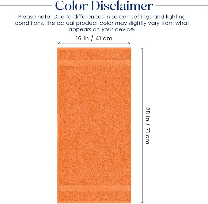 DAN RIVER 6-Pack Premium Hand Towels (16x28 Inches) - 100% Cotton, Ultra Soft, Lightweight, Highly Absorbent Towels for Bathroom, Spa, Gym, Salon, Hotel, and Travel - Orange