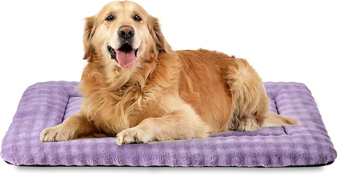 Yaning Dog Bed Mat Crate Pad for Large Dogs, Washable Soft Pet Sleeping Mat Kennel Pad with 3D Bubble Pattern, Dusty Purple, 42"x 28"