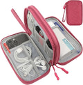 CAAORDKSO Small Cable Organizer Bag, Charger Organizer Case Pouch Travel Bag, Waterproof Electronics Accessories Case for USB, Cable, Cord, Charger, Phone, Power Bank, Earphone (Rose Red, Medium)