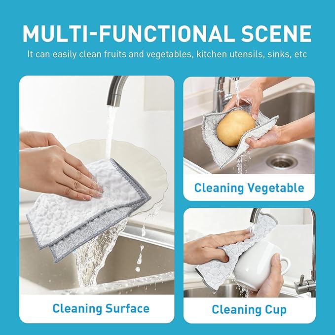 XHWXYQ 2025 New Upgrade Non Scratch Wire Dishcloth, Multipurpose Wire Dishwashing Rags for Kitchen, Wet and Dry, Sinks, Cookware, Stove, Easy Rinsing, Reusable (6pcs, Large)