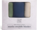 Sweet Acorn Muslin Swaddle Blanket – Soft Cotton Muslin Baby Blanket for Newborns, Infants, and Toddlers, All-Season Comfort Baby Essential - Green, Blue, White