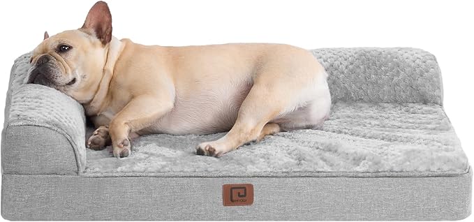 EHEYCIGA Orthopedic Dog Bed Medium Size Dogs, Memory Foam Dog Bed with Washable Removable Cover, Waterproof Pet Sofa Couch for Crate with Nonskid Bottom, 30x20x6, Grey