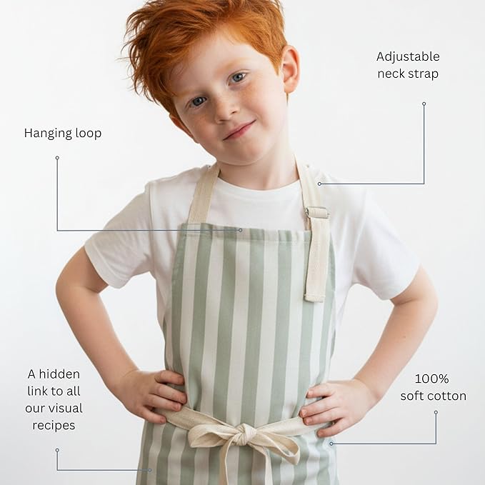 Tampoco Design Kids Apron – 100% Cotton, Adjustable & Machine Washable – for Baking, Cooking, and Crafts – Ages 5–11
