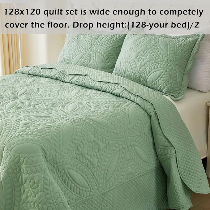 Cmfshape Oversize King Bedspread 128"x120",3 Piece California King Quilt,Lightweight Bed Quilt Set for All Season,Modern Coin Pattern Bedding Set Summer