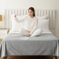 CAPT.SNOOZE Water Proof Blanket 50x60 Inches - Reversible Flannel Blanket for Bed, Sofa,Couch- Spillproof, Leakproof Soft Double-Sided Light Grey Throw Blanket for Adults, Pets, Couples