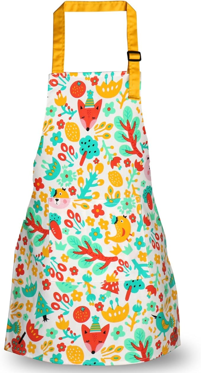 Jennice House Kids Aprons, Cotton Children Aprons with Adjustable Neck Strap Child Chef Aprons