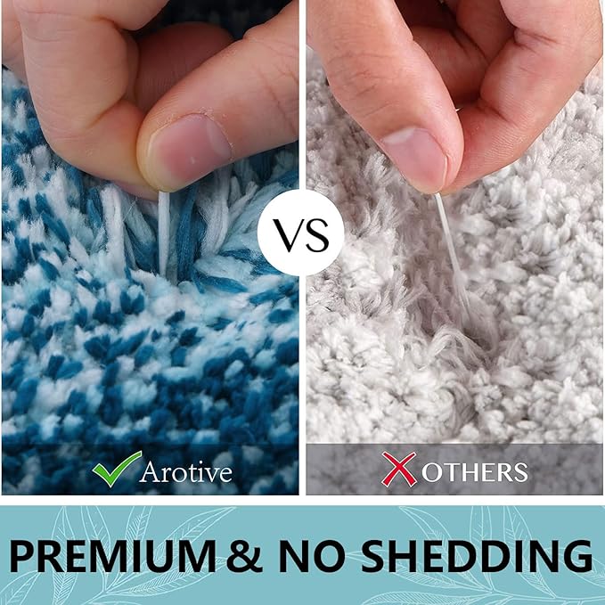 Arotive Microfiber Bathroom Rugs, Shaggy Soft and Absorbent Bath Rug, Non-Slip, Thick Plush Machine Washable Dry Bath Mats for Bathroom, Tub and Shower, 24x16, Peacock Blue, Rectangular