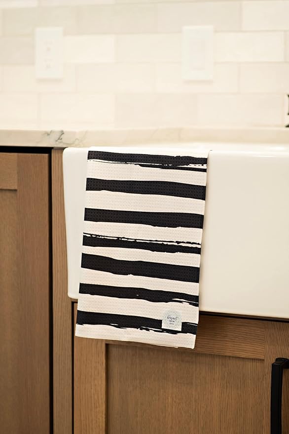 Desert Aqua 2 Pack Double Sided|| Not Your Ordinary Kitchen Towels || Dish Towels || Quick Dry || Waffle Weave Microfiber || Highly Absorbent || Hanging Hook (Black Daisy)