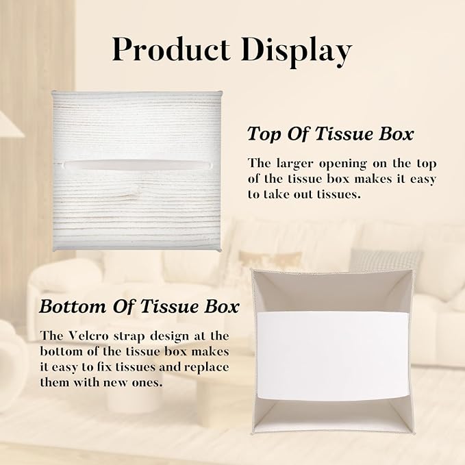 Bless You Tissue Box Cover Square, Decorative Tissue Box Holder for Bedroom Bathroom Kitchen Office Vanity Countertop, Leather Facial Paper Organizer Dispenser -06