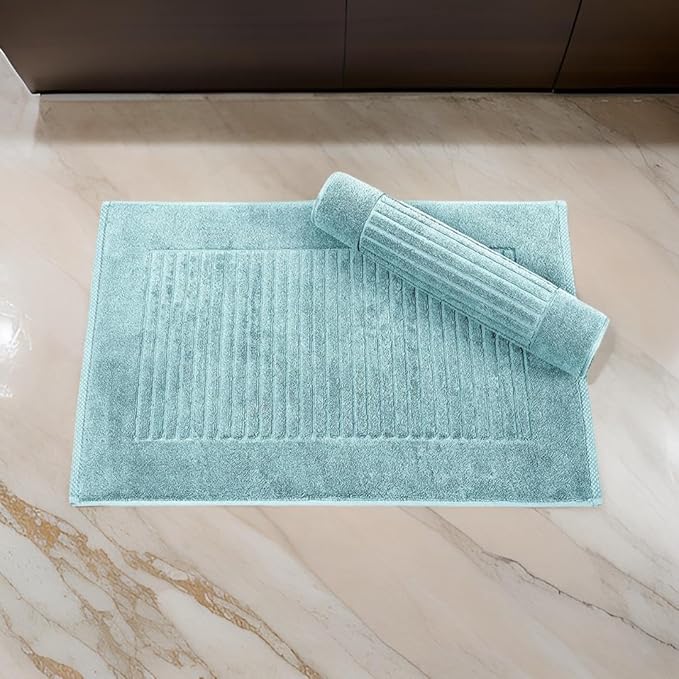 Classic Turkish Towels CTT - 2 Piece Bathroom Rugs Set, 100% Cotton Bath Mats, Non-Slip, Comfy & Highly Absorbent Bathroom Floor Mats, Machine Washable | 20"x32" (Spa Green)