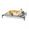 Coolaroo Pro Elevated Dog Bed with HeatShield Fabric – Advanced Cooling Raised Cot for Medium & Large Breeds, Easy-Clean, Low-to-Ground Access, Bonus Bolster Pillow – Glacier Grey