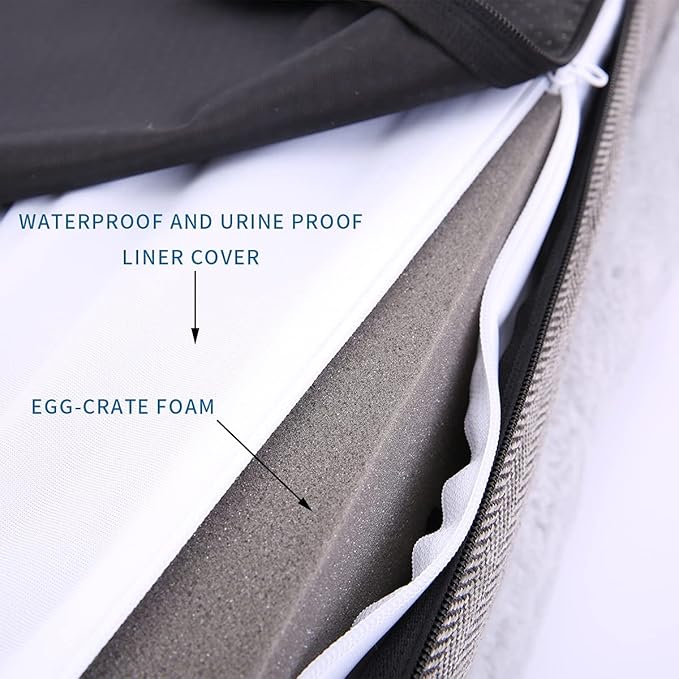 WINDRACING Orthopedic Dog Bed for Medium Dogs, Bolster Sides Dogs Sofa Bed with Removable Washable Cover & Non-Skid Bottom, Soft Pet Bed with Egg Foam Dog Couch for Sleeping, 31 x 25 Inch, Gray