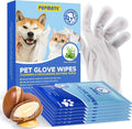PUPMATE Pet Cleaning Glove Wipes for Dogs & Cats, Hypoallergenic Deodorizing Disposable No-Rinse Grooming Wipes, Extra Thick Bathing Wipes,Perfect for Pet Dry Cleaning,Daily Care and Travel,6 pcs