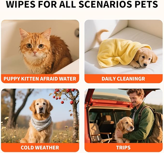 Wagsage Pet Glove Wipes for Dogs and Cats, Cleaning & Deodorizing Grooming Gloves for Daily Care and Traveling, Dog Wipes Washing Gloves Rinse Free, 18 PCS