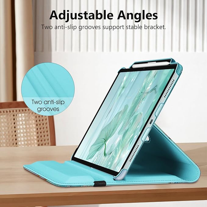 Fintie Rotating Case for iPad Air 13-inch (M3) 2025, (M2) 2024-360 Degree Swiveling Protective Stand Cover with Pencil Holder, Auto Wake/Sleep, Blossom