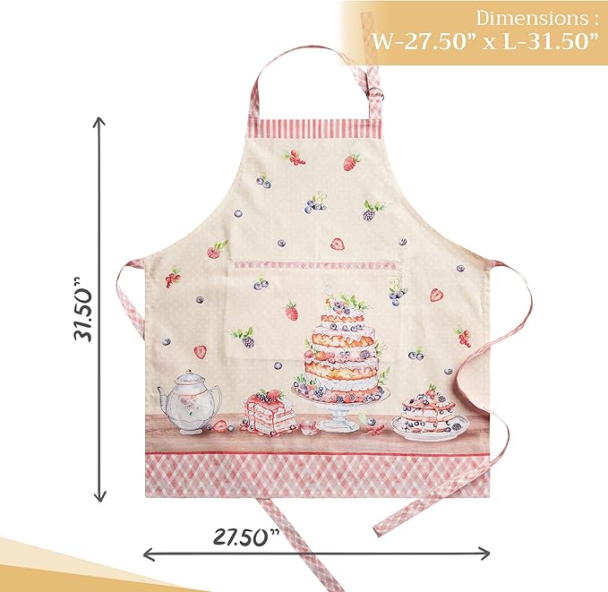 Maison d' Hermine 100% Cotton Apron for women with Pocket Kitchen Chef Apron for Men Cooking Gardening Server Waitress
