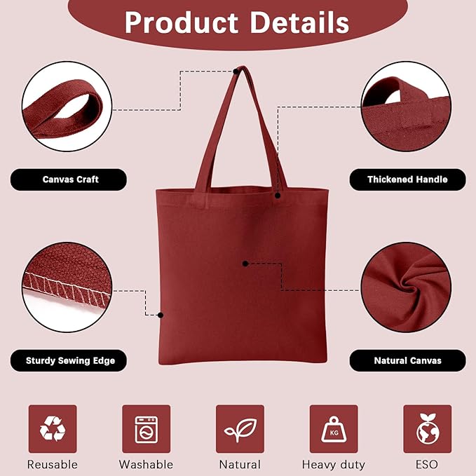 OKBA 10-Pack Blank Reusable Grocery Shopping Cloth Bags canvas tote bags Bulk DIY custom