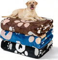 Gowyeg Premium Dog Blankets for Large Dogs & Cat Flannel Blanket Washable, Soft Pet Throw Cover for Kennel Crate Bed, Cute Paw Pattern, 41x31 inch,Blue/Black/Brow