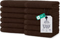 DAN RIVER 12 Pack Wash Cloths for Showering [12x12] - 100% Cotton Washcloths Premium Quality Flannel Face Cloths for Bathroom, Highly Absorbent and Soft Feel Wash Clothes, Brown