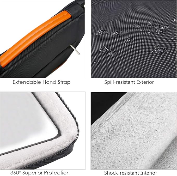 Lacdo 360° Protective Laptop Sleeve Case for 14 inch New MacBook Pro M5/M4/M3/M2/M1 Chips Pro Max A3434 A3112 A3401 A3185 A2918 A2992 2025-2021 | 13.8" Surface Laptop 7th Copilot+PC Computer Bag,Black