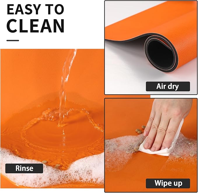 HotLive Dog Food Mat - Absorbent Cat Mat for Food and Water, No Stains Pet Feeding Bowl Mat, Easy to Clean Pet Placemats, Quick Dry Dog Water Dispenser Mat for Messy Drinkers | Orange 18"x 28"
