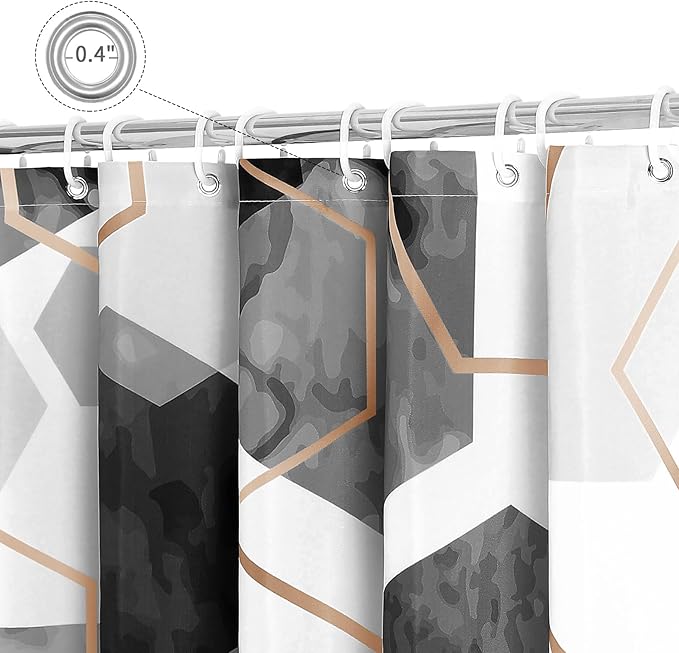 Litabel Black and Grey Modern Shower Curtain for Bathroom, Geometric Art Decor Waterproof Bath Curtain, Abstract Fabric Shower Curtain Sets for Home Decor, 72x72 Inch