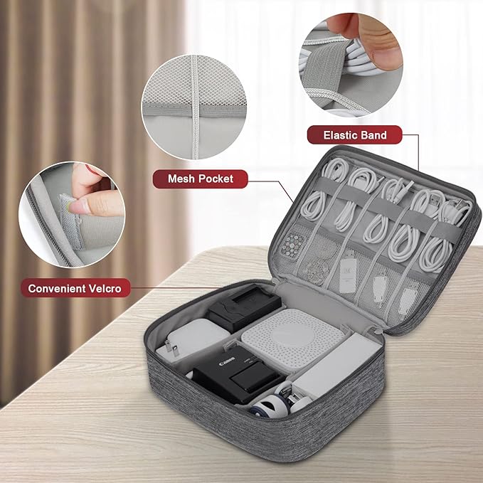 XINGXINRONG Electronic Organizer Travel Universal Cable Organizer Electronics Accessories Bag for Cable, Charger, Phone, USB, SD Card,1Pack