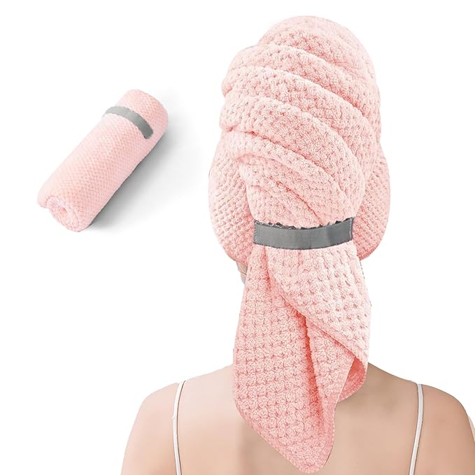 Large Microfiber Hair Towel for Women, gifts for women,Supper Soft Anti Frizz & Quick Dry for Curly Hair, Ultra Absorbent Hair Wrap Towels for Long,Thick,Wet Hair, Mom Gifts, 24x42 Inches(pink)