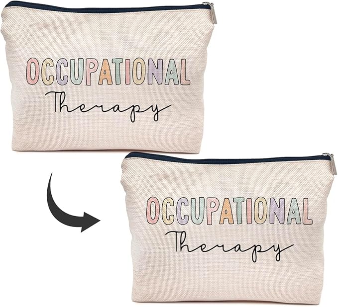 IWXYI Boho Therapist Occupational Therapy Makeup Bag, White, Rectangular, Zipper Closure, Perfect for Everyday Use, Travel, Storage