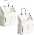 HZZTY BRNY 2pcs Wall Hanging Storage Bag, Small Door Closet Linen Fabric Pockets Organizer, Waterproof Multi Functional for Living Room Bedroom Bathroom Kitchen RV Camper with Hooks All White