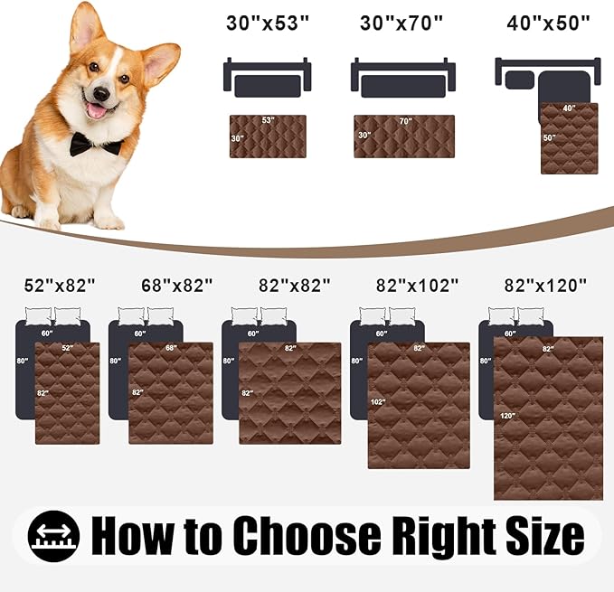 Smiry Waterproof Dog Bed Cover Blanket, Soft Reversible Pet Blanket, Washable Leakproof Cats Dogs Couch Cover for Sofa, Couch, Furniture, Plaid (52x82 Inch, Brown/Chocolate)