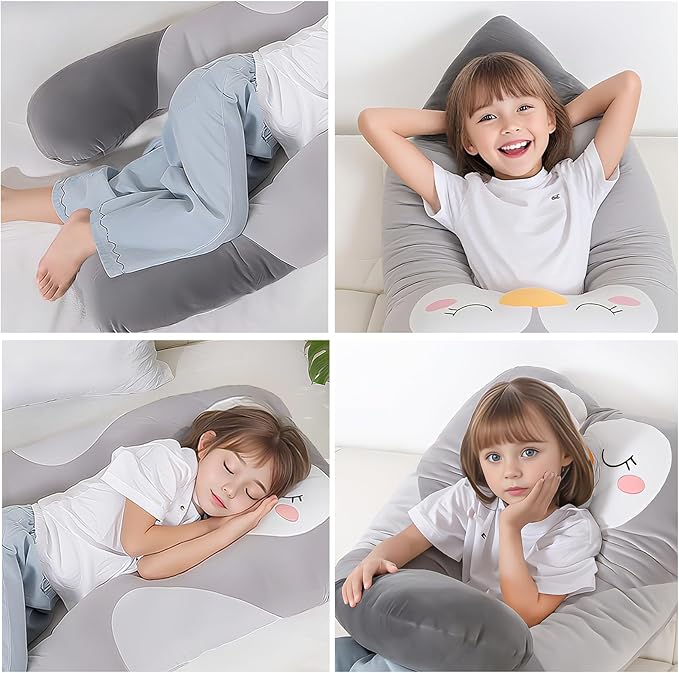 MLdian 47x23 inch U Shaped Long Plush Body Pillows for Kids, Stuffed Animal Penguin Soft Large Pillow for Sleeping, Big Cute Plushies, Washable Cover, Gift for Boys and Girls