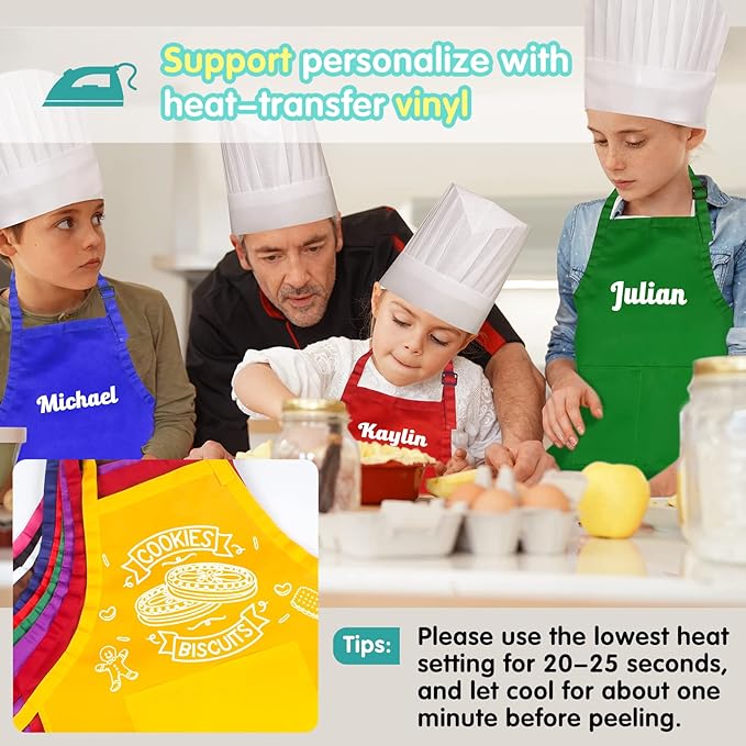 24 Pieces 12 Colors Kid Aprons Set XL for 7-13 Age Children Chef Aprons Kids Painting for Kitchen Cooking Baking Painting