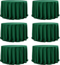 6-Pack Hunter Green Round Tablecloths, 132 Inches, Stain-Resistant Polyester for 6-8 Ft Round Tables - Washable Table Covers for Weddings, Banquets, Birthday Parties, Events