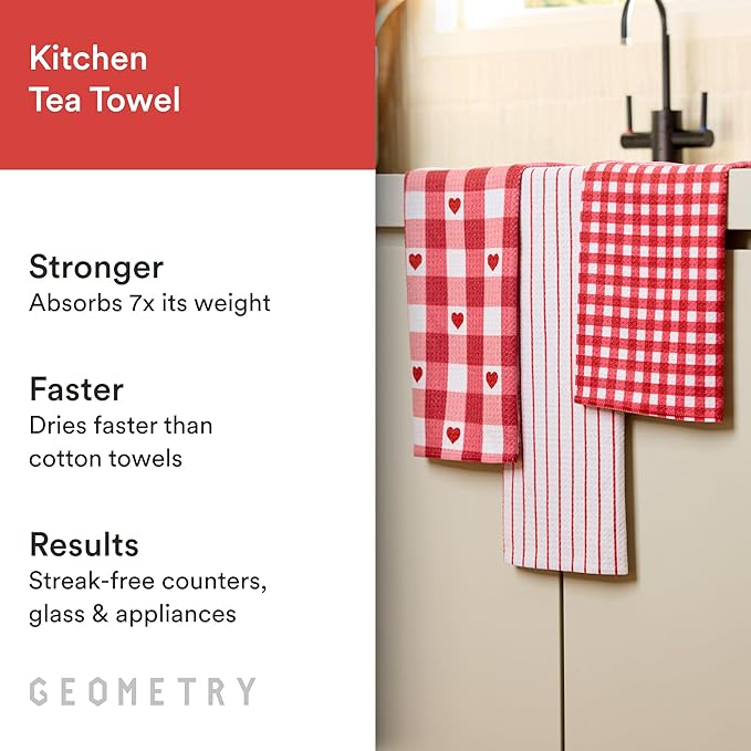 GEOMETRY Kitchen Towels - Quick Dry Microfiber Cloth Dish Towels for Kitchen Drying - Premium Quick Dry Towel Valentines Gifts for Mom - Crush