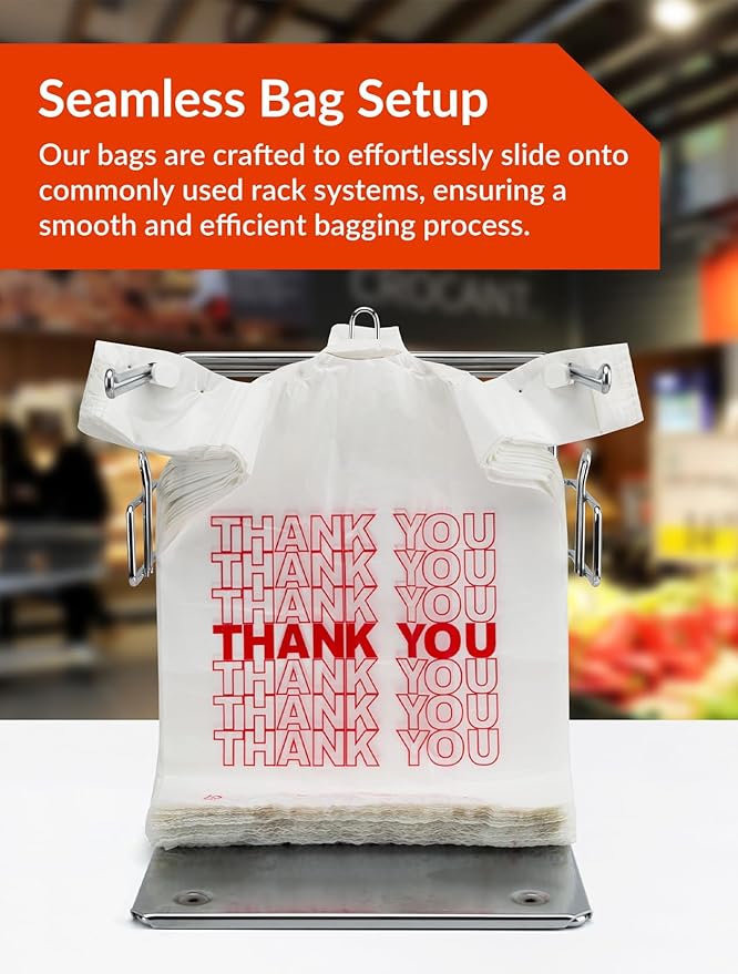 UMT Plastar 500 Count Thank You Plastic Bags with Handles, 12" x 6" x 22", 14 Mic White Grocery Bags - Ideal for Grocery Stores, Retail, Restaurants, and Takeout