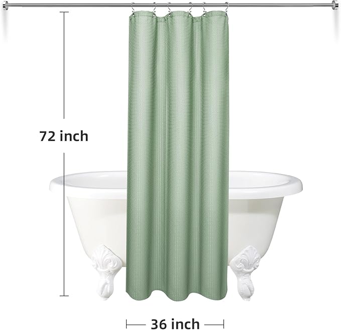 LaCyan 3 in 1 Waterproof Waffle Weave Shower Curtain and Clear Liner Set with 6 Stainless Steel Hooks Double Sided for Bathroom 72 Inches Heavy Duty Polyester Fabric Shower Curtains 36x72