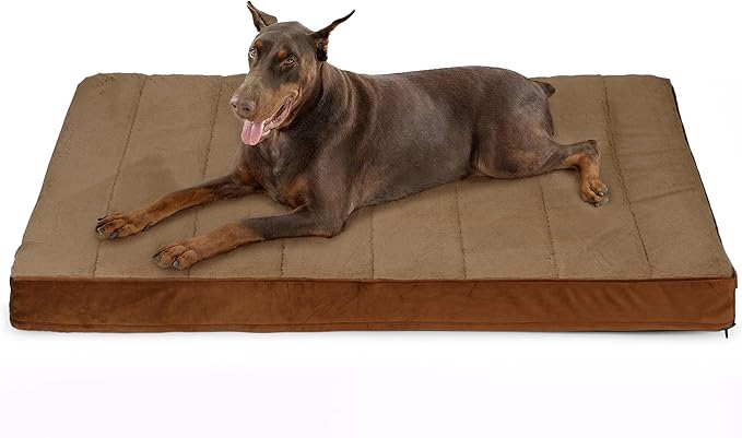 ZAKAPAWS Dog Bed for XX Large Dog - Orthopedic Pet Beds with Memory Foam, Waterproof Removable Washable Cover with Non-Slip Bottom, Khaki, 47" L x 29" W x 3" H
