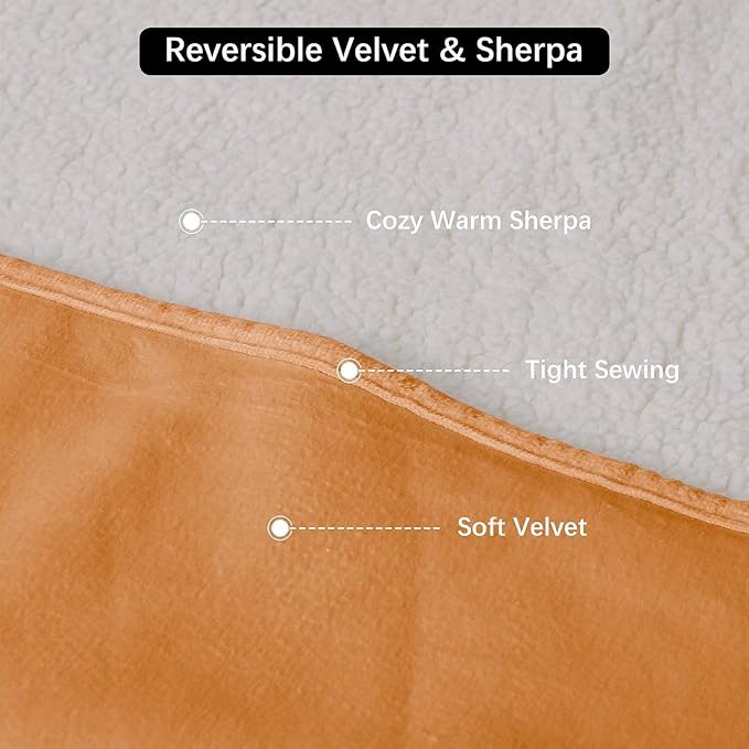 Bigbeer Waterproof Blanket for Bed, Leak Proof Dog Blankets for Couch Sofa Protection, Reversible Pet Sherpa Throw Furniture Protector Machine Washable(60"x80",Orange)
