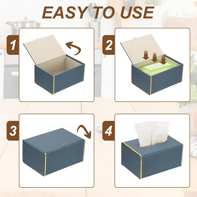uxcell Tissue Box Cover, Rectangle Modern Tissue Box Holder with Magnetic Closure for Living Room Bedroom Office Hotel Desk (7.5"x5.1"x3.5", Gray)