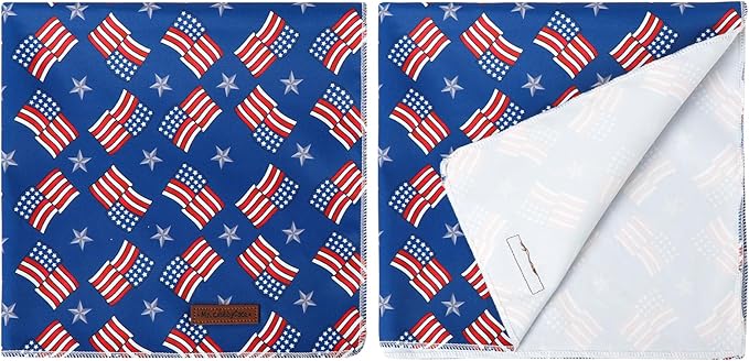 MR.CHUBBFACE American Flag Dog Bandana, 4th of July Cotton Bandana for Small Medium Large Dogs, Adjustable Pet Triangle Bibs Scarf